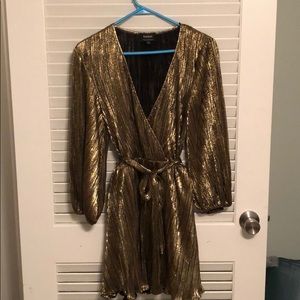 Bardot Bellissa Metallic Plisse Dress
